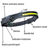 Lichidare de stoc. Lanterna de cap LED, profesionala, acumulator, senzor miscare si lumina laterala
