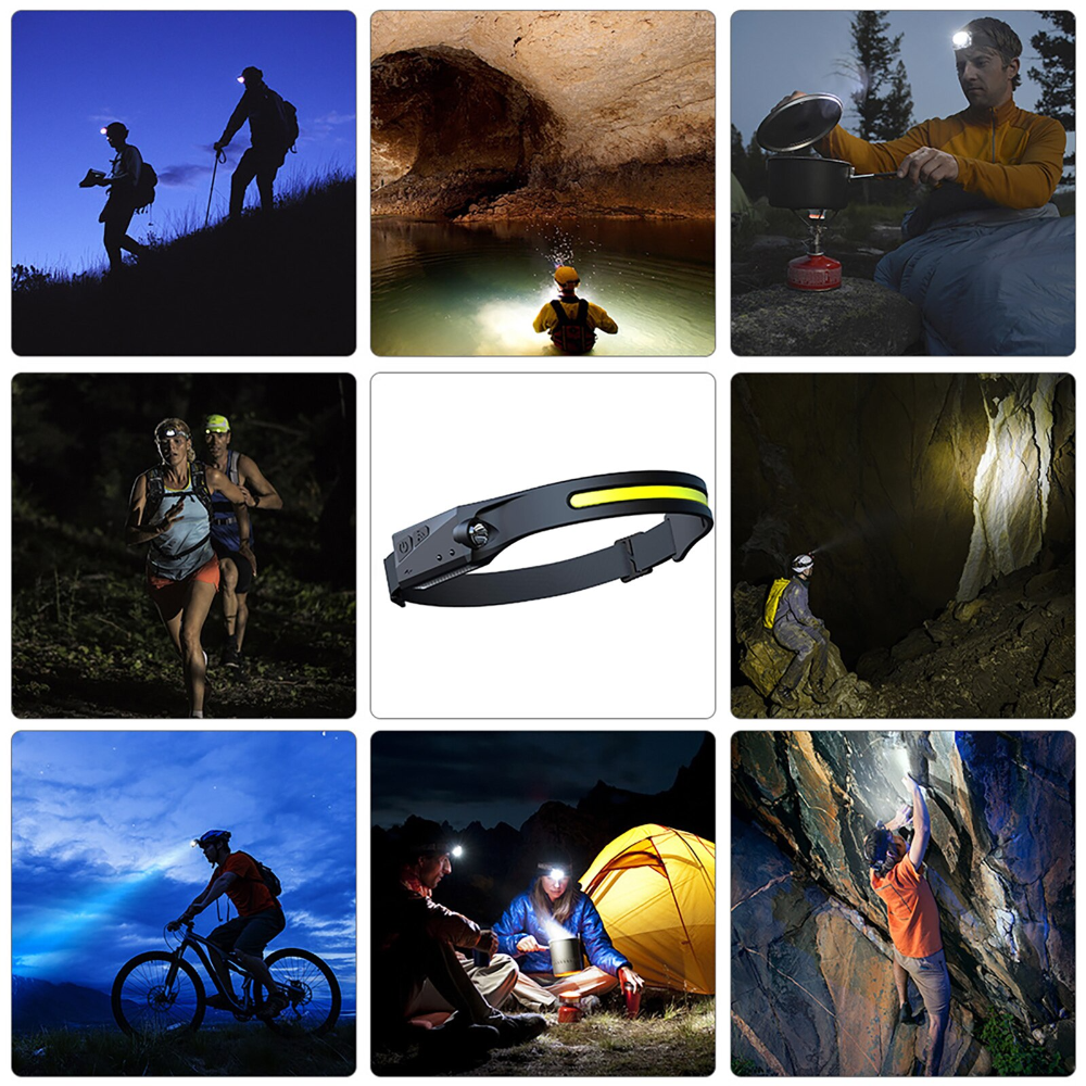 Lichidare de stoc. Lanterna de cap LED, profesionala, acumulator, senzor miscare si lumina laterala